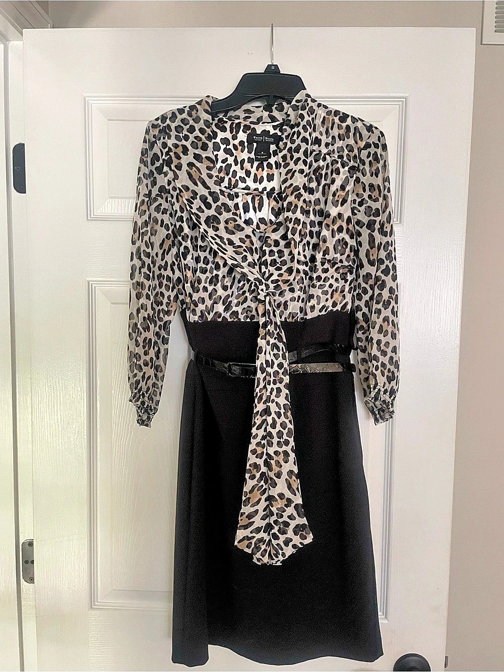 White House Black Market Leopard Print Midi Dress Like New